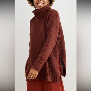 Aerie Burgundy Chenille Oversized Turtleneck Sweater Size Small NWOT